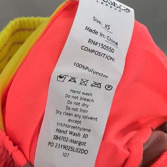 House of CB NWT Margot Yellow Neon Coral Semi Sheer Pants XS - Picture 11 of 11